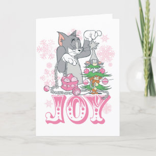 Tom, Jerry, and Nibbles Decorating Joy Holiday Card