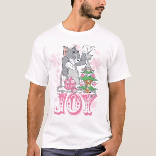 Tom, Jerry, and Nibbles Decorating Joy T-Shirt