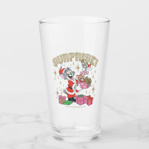 Tom, Jerry, and Nibbles Holiday Surprise Glass