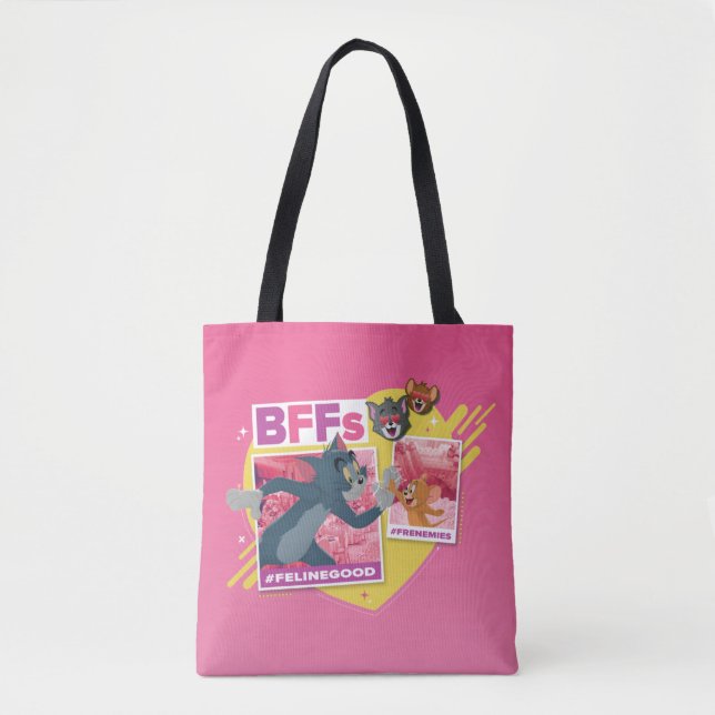 Tom & Jerry BFFs Photo Emoji Collage Tote Bag (Front)