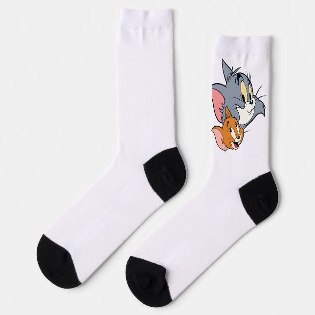 Tom & Jerry Cartoon Crew Socks | Fun Classic Anima (Left)