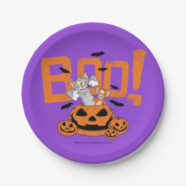 Tom & Jerry | Happy Halloween Boo Paper Plate (Front)