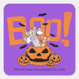Tom & Jerry   Happy Halloween Boo Square Sticker