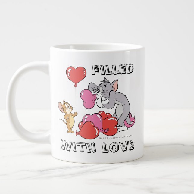 Tom & Jerry Inflate Valentine Heart Balloons Large Coffee Mug (Left)