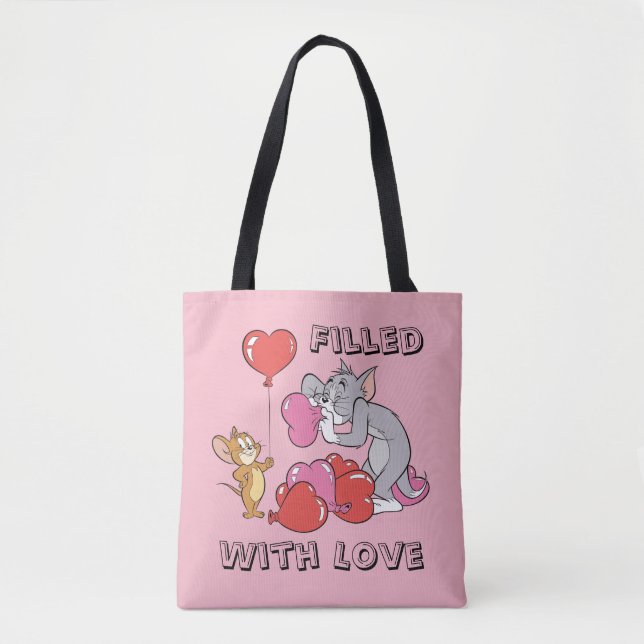 Tom & Jerry Inflate Valentine Heart Balloons Tote Bag (Front)