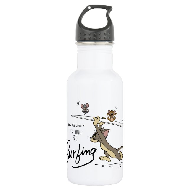 Tom & Jerry "It's Time For Surfing" 532 Ml Water Bottle (Front)