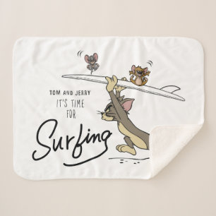 Tom & Jerry "It's Time For Surfing" Sherpa Blanket
