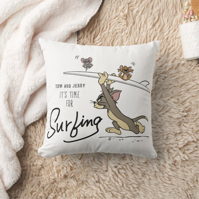 Tom & Jerry "It's Time For Surfing" Throw Pillow (Blanket)