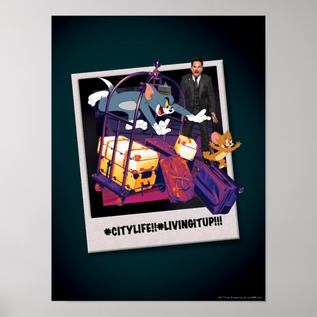 Tom & Jerry Luggage Crash Photograph Poster (Front)