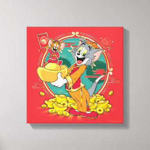 Tom & Jerry New Years Red Envelope Canvas Print