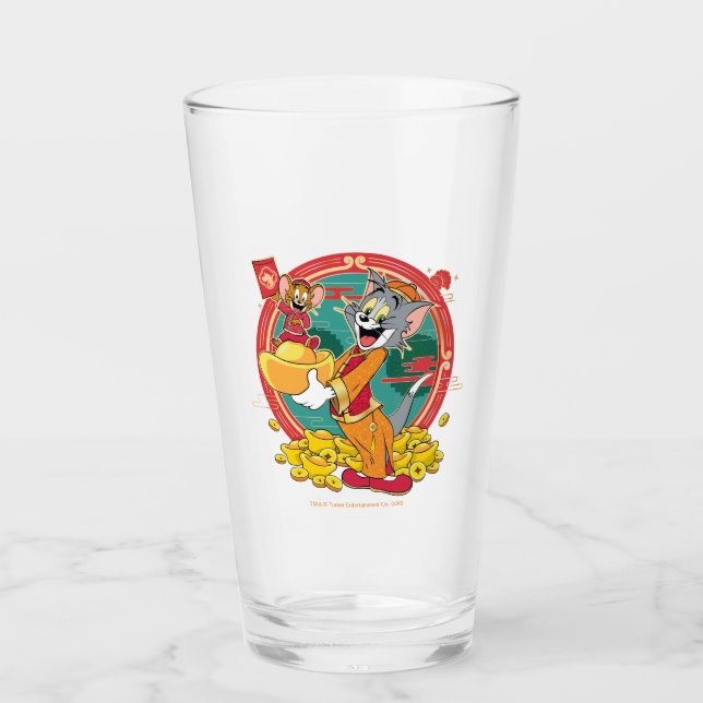 Tom & Jerry New Years Red Envelope Glass (Front)