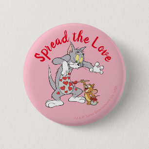 Tom & Jerry Painting Valentine Hearts 2 Inch Round Button