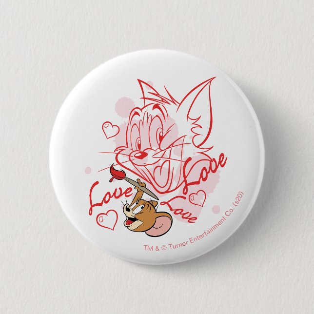 Tom & Jerry Valentine Painting 2 Inch Round Button (Front)