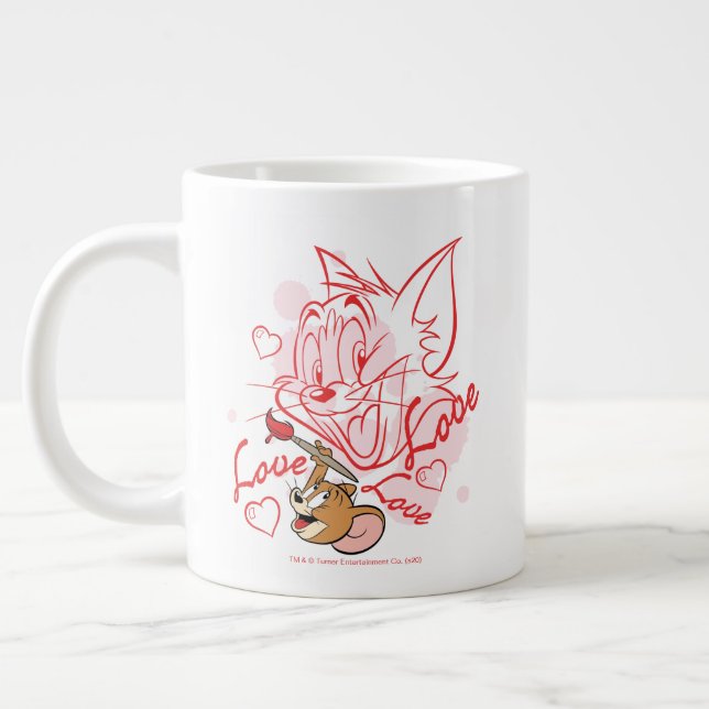 Tom & Jerry Valentine Painting Large Coffee Mug (Left)