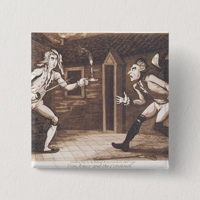 Tom Jones and the Centinel, 1799 2 Inch Square Button (Front)