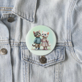 Tom & Luna Button Pin, Cute Cat Couple Pin
