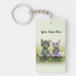 Tom & Luna Personalized Keychain, Custom Name Cat  Keychain