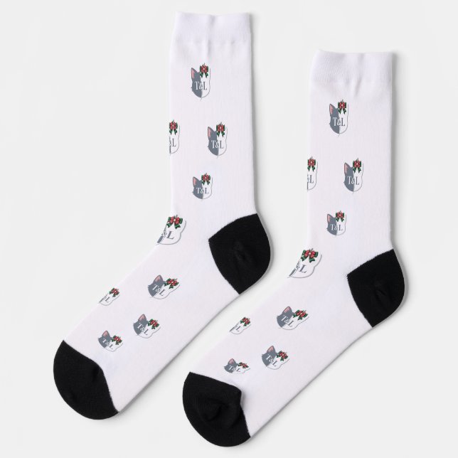 Tom & Luna’s Adventures™ Christmas Logo Crew Socks (Left)