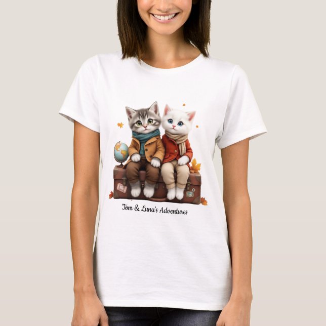 Tom & Luna’s Adventures™ Cozy Autumn Travel T-Shir T-Shirt (Front)