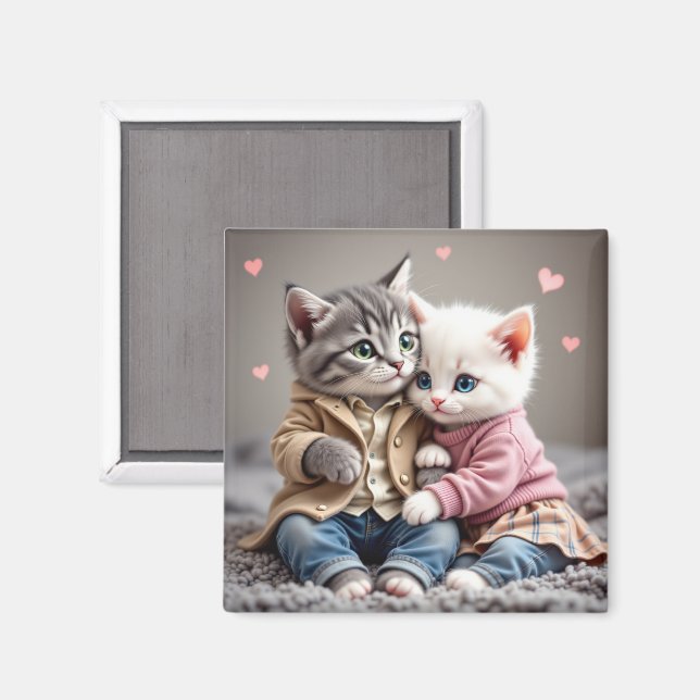 Tom & Luna Valentine Magnet | Cute Cat Magnet (Front/Back)