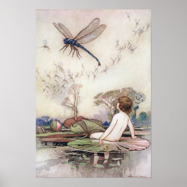 Tom Meets the Dragonfly by Warwick Goble Poster (Front)