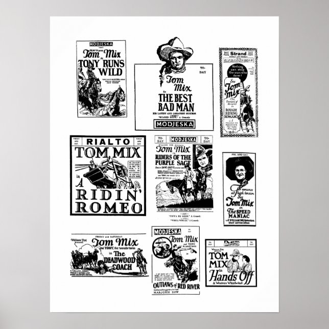 Tom Mix Silent Movies vintage advertisements Poster (Front)
