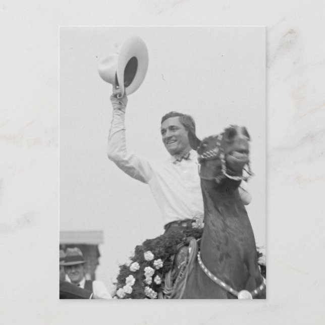 Tom Mix Waves His Hat Postcard (Front)