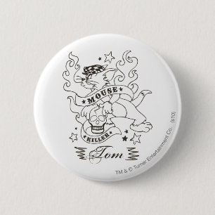 Tom Mouse Killer Tattoo 1 2 Inch Round Button