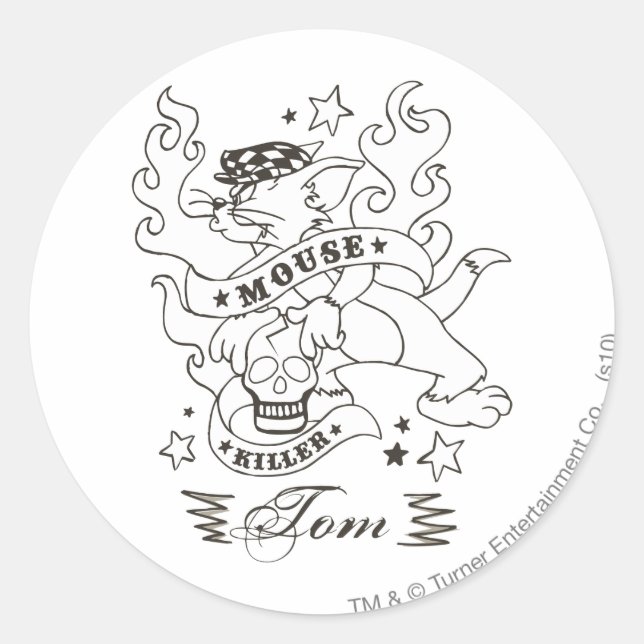Tom Mouse Killer Tattoo 1 Classic Round Sticker (Front)