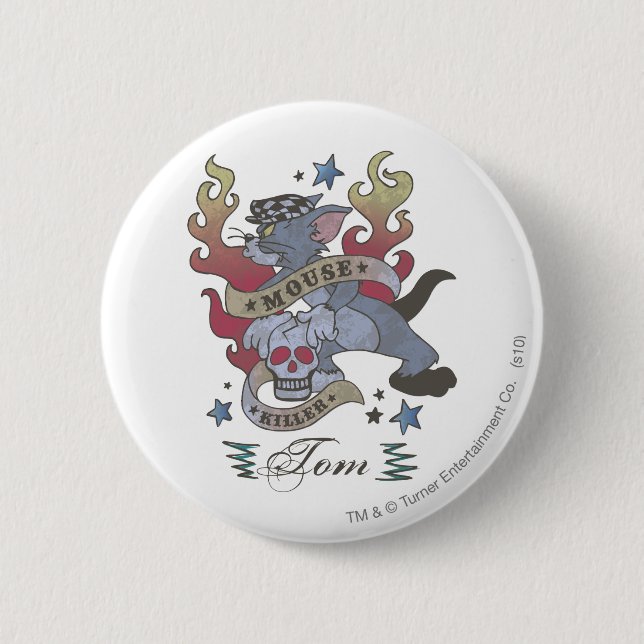Tom Mouse Killer Tattoo 2 Inch Round Button (Front)