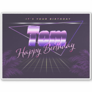 Tom name first name lila retro sticker birthday
