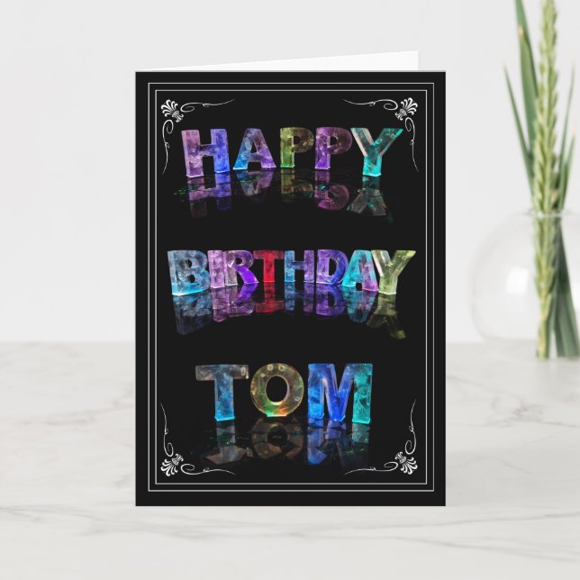 Tom -  Name in Lights greeting card (Photo) (Front)
