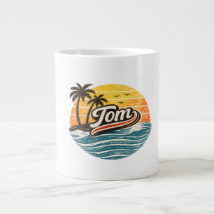Tom Retro Sunset Name Design Large Coffee Mug