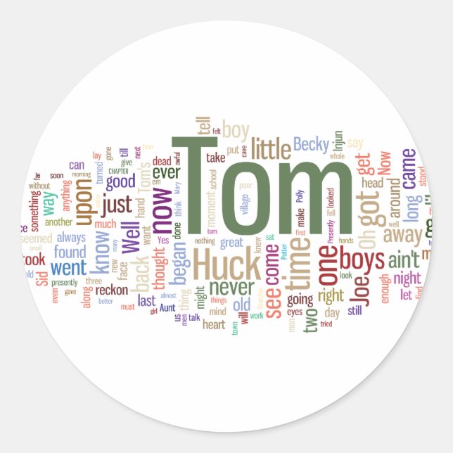 Tom Sawyer Word Cloud Classic Round Sticker (Front)