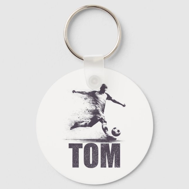 Tom Soccer Boys Personalized First Name Tom  Keychain (Front)