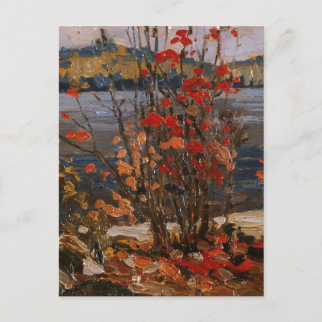 Tom Thomson Painting Lake and Red Tree Ontario  P Postcard (Front)