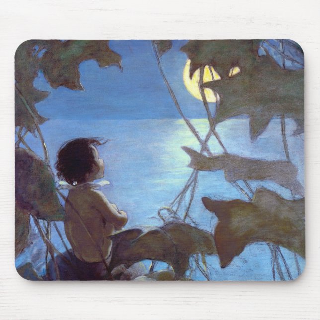 Tom Watching the Moon, Jessie Willcox Smith Mouse Pad (Front)
