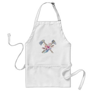 Tomahawk Feathers and Flowers Watercolor Design Standard Apron