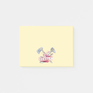 Tomahawk Hammer and Flowers Watercolor Design Post-it Notes