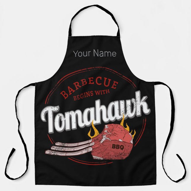 Tomahawk Steak Barbecue Beef BBQ Father's Day Apron (Front)