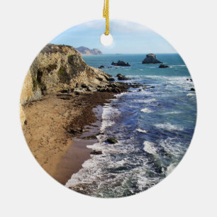 Tomales Bay, California tropical landscape, Ceramic Ornament
