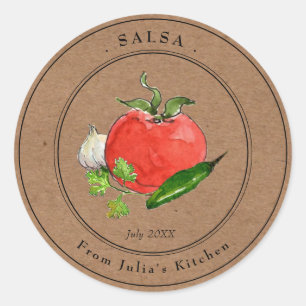 Tomate maison Salsa Kraft papier étiquette