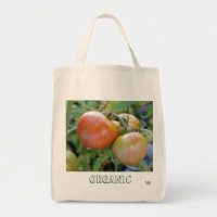 Tomates du jardin sur le sac d'épicerie de la vign