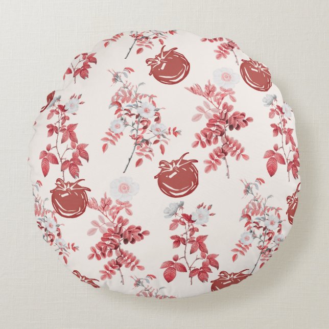 Tomato Aesthetic Vintage Vegetable Round Pillow (Front)