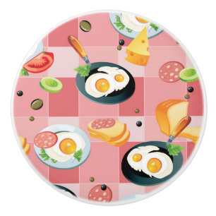 Tomato and Fried Eggs Pattern Ceramic Knob
