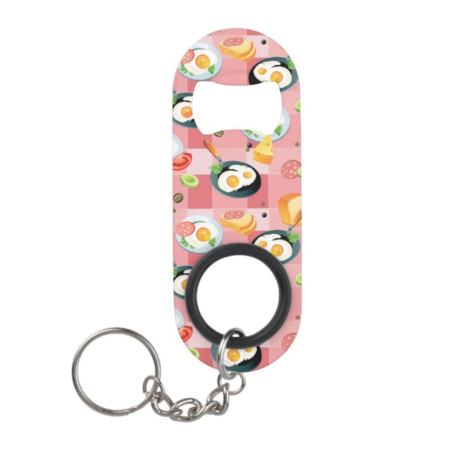 Tomato and Fried Eggs Pattern Keychain Bottle Opener (Front)