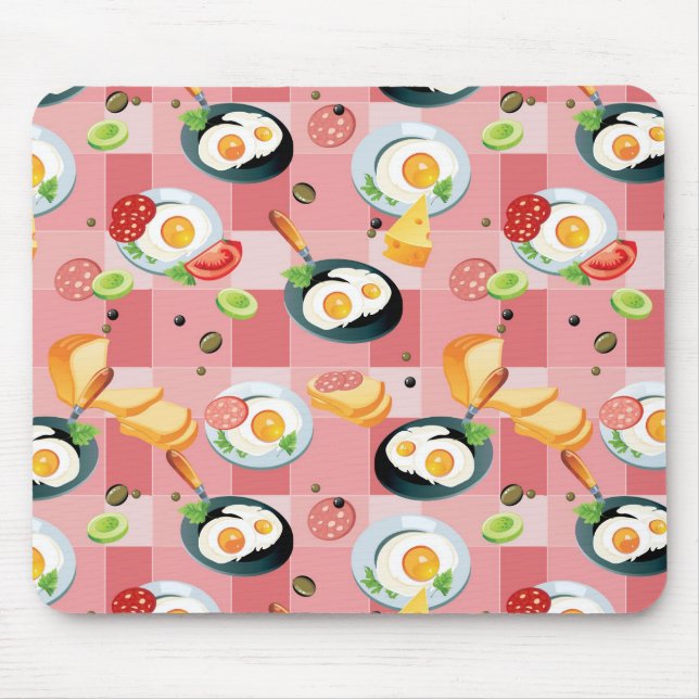 Tomato and Fried Eggs Pattern Mouse Pad (Front)