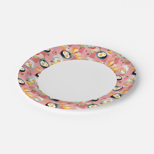 Tomato and Fried Eggs Pattern Paper Plate (Angled)
