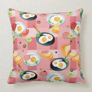 Tomato and Fried Eggs Pattern Throw Pillow