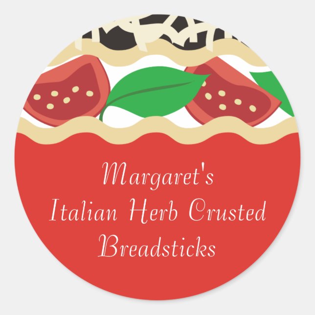 Tomato basil lasagna Italian food gift tag sticker (Front)